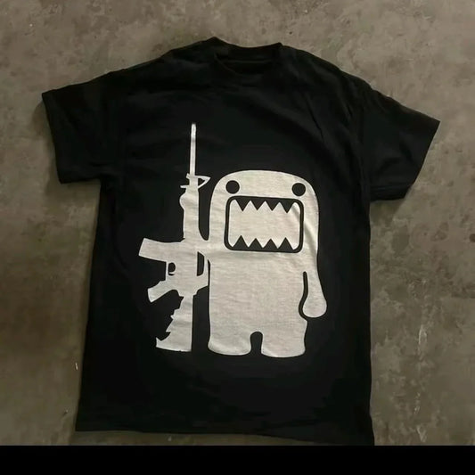 2025 Summer Rhinestone Funny Pattern Daily T-Shirts Men and Women Simple Color Block Versatile Gothic Short-Sleeves Loose Tees