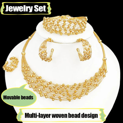 Handmade Women Jewelry Set Multi-layer 18K Gold Plated Beads Set Hight Quality Birthday Wedding Jewellery Accessories