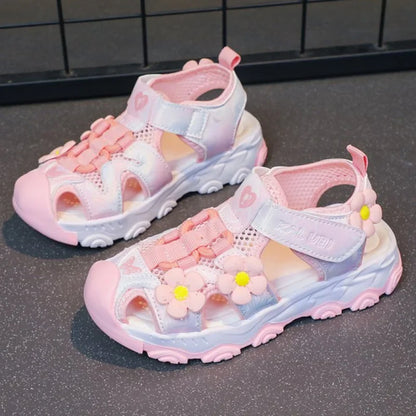 Summer Sport Sandals For Girls PU Leather Waterproof Beach Running Footwear For Children  Hollow Out Teenager Kid's Sneakers