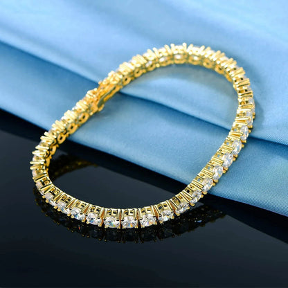 Gold Tennis Bracelet for Women Men 3MM Moissnaite Laboratory Diamond S925 Silver Wedding Jewelry with Certificate