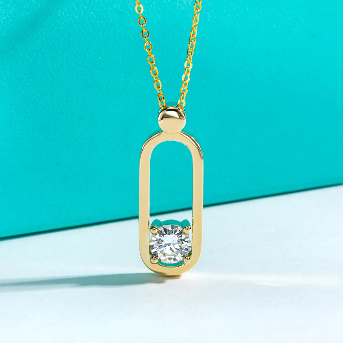 2ct D Color Moissanite Pin Necklace Yellow Gold Plated Moissanite Pin Earrings Wedding Jewelry Set Gifts For Women