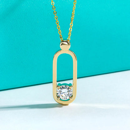 2ct D Color Moissanite Pin Necklace Yellow Gold Plated Moissanite Pin Earrings Wedding Jewelry Set Gifts For Women