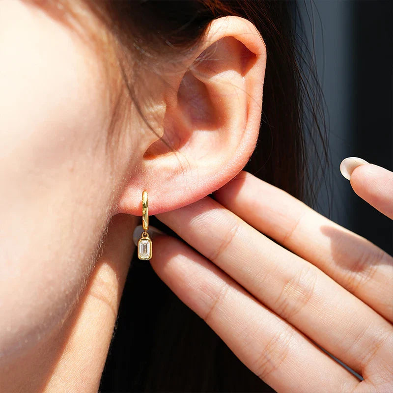 0.5ct Emerald Cut Moissanite Drops Earrings for Women Wedding Party Luxury Jewelry 925 Silver Original Ladies' Earrings