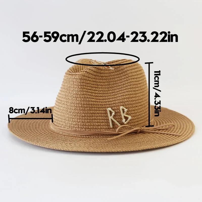 Big Size  Summer Sun Hats Ladies Fashion Girl Beach Straw  Hat Luxury Grass Jazz Top Panama Hat Womens 60cm Large Head