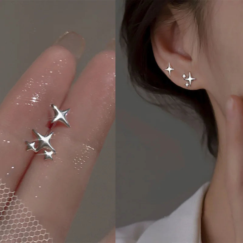 925 Sterling Silver Vintage Gold Round Earrings For Women Trendy Earring Jewelry Prevent Allergy Party Accessories Gift