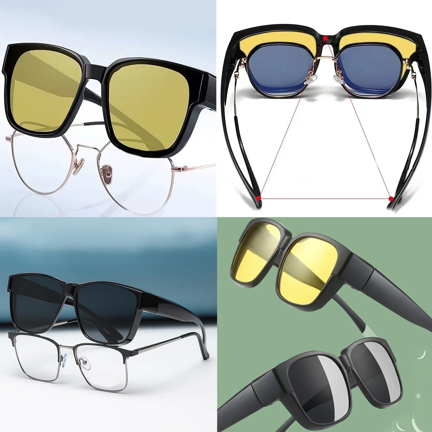 For Driving Riding That Can Be Worn over Other Glasses Wrap Around Square Shades Fit Over Glasses Sunglasses Polarized