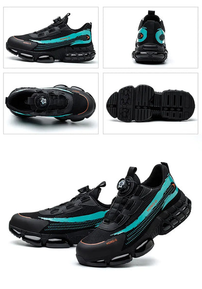 Steel Toe Indestructible Shoes Protective Boots Rotating Button Work Safety Shoes Men Air Cushion Security Boots Work Sneakers