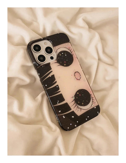 Cartoon Anime Shinning Eyes Cute Phone Case for IPhone 17 16 15 14 13 Pro Max Girl Glittering Big Eyes Back Phone Cover Capa