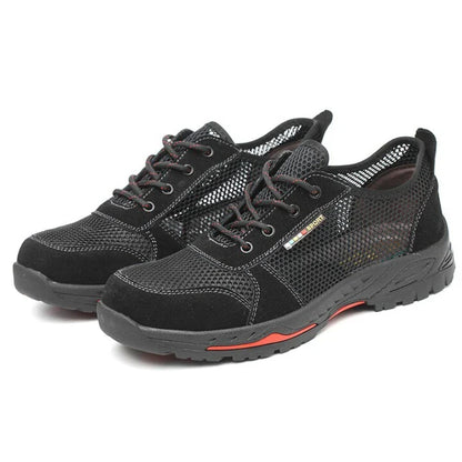 Summer Black Safety Shoes with Steel Toe Lightweight Mesh Ventilation  Puncture-proof Durable Impact-resistant Cool Comfortable