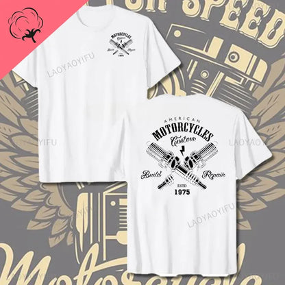 Crossed Pistons Mechanic Garage Engine Graphic T-shirt Summer Cool Men Cotton Tee Shirt All-Match Hipster Streetwear Man T-shirt