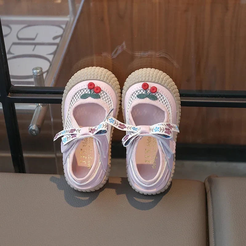 Baby Girls Sandals Cut-outs Cherry Children Beach Shoes Toddler Kids Summer Princess Shoes Anti Slip Soft Sole Babies Sandals