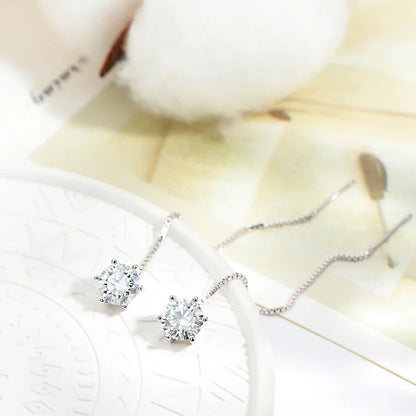 100% 925 Sterling Silver 2ct Moissanite Drop Earrings For Women Long Tassel Earring Wedding Party Luxury Fine Jewelry Gift