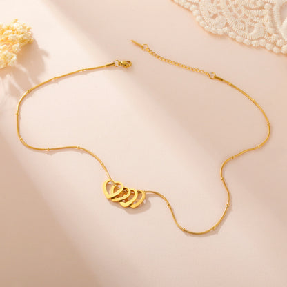 Family Name Necklace With 1-4 Hearts for Mother Custom Mother's Day and Valentine's Day Gift