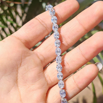 0.3/0.5/1Carat East West Set Oval Cut Moissanite Diamond Tennis Bracelets for Women 925 Sterling Silver Bracelet Anniversary