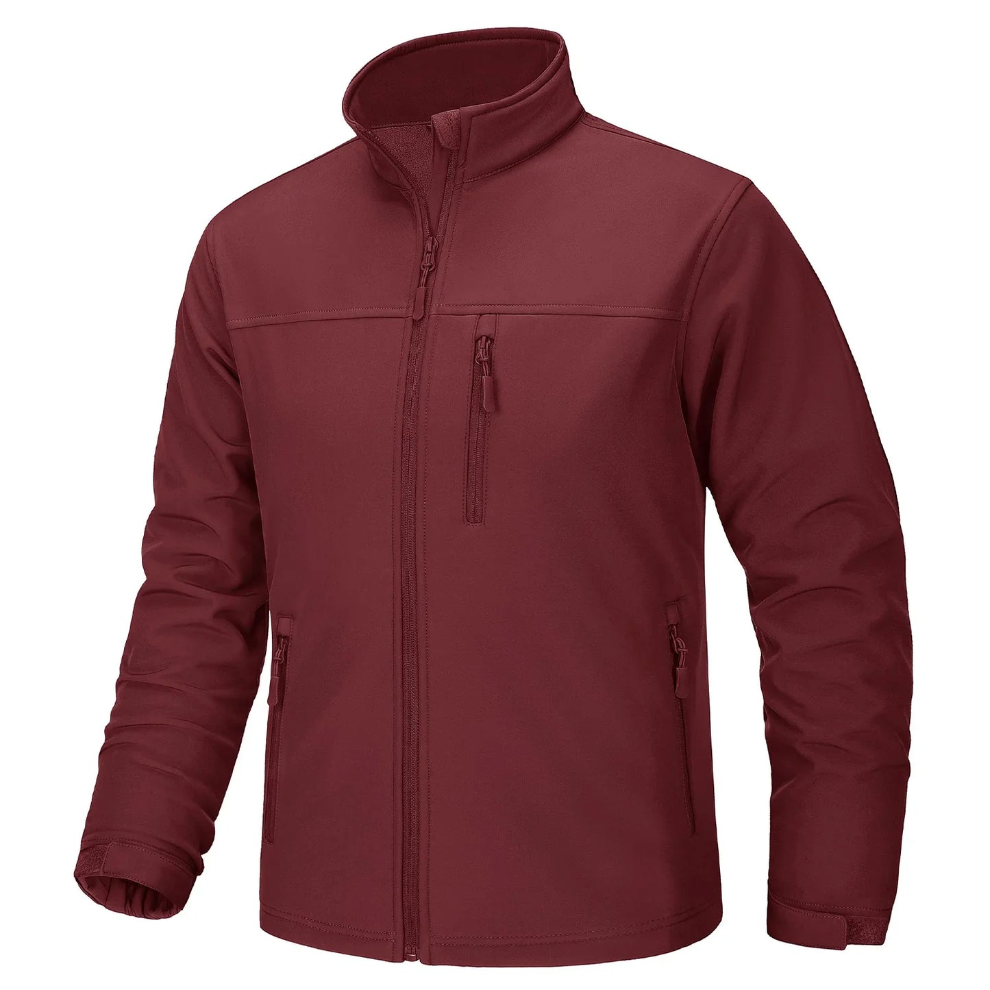 Waterproof Fleece Lining Windbreaker Mens Winter Work Jackets Zipper Pocket Casual Coats Full Zip Outwear Tops