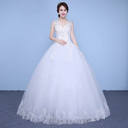 Wedding Dress Wholesale Lace up Embroidery Bride Marriage Dresses White Ball Gown Factory Christmas Carnival Plus Size