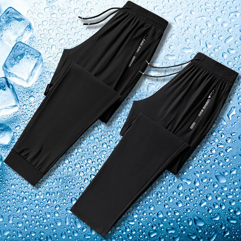 Men's Outdoor Running Fitness Fashion Trend Ice Silk Pants for Spring and Summer Windproof Breathable Lightweight Casual Pants