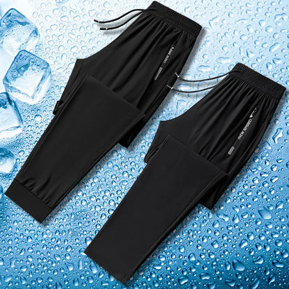 Men's Outdoor Running Fitness Fashion Trend Ice Silk Pants for Spring and Summer Windproof Breathable Lightweight Casual Pants