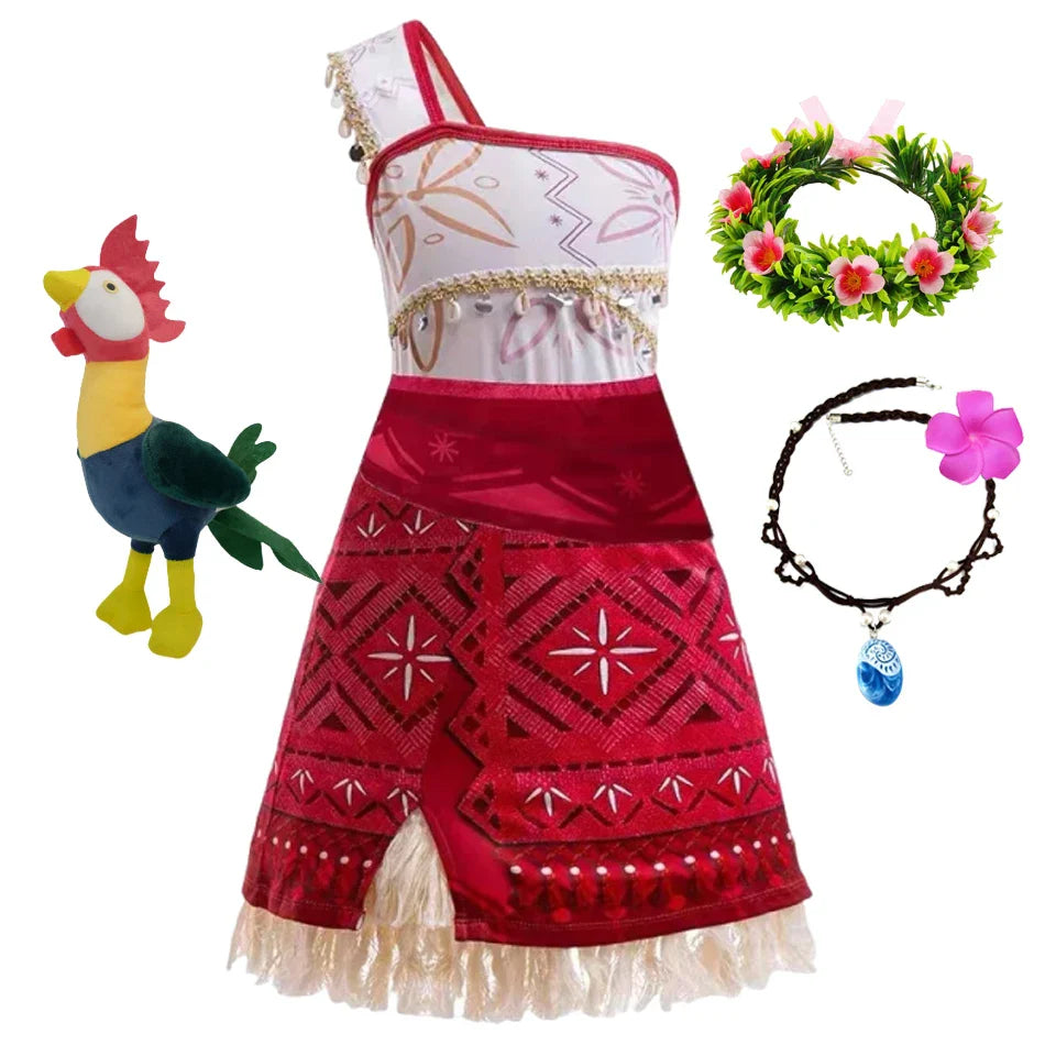 2024 New Movie Moana 2 Girl Dress Halloween Party Costume Princess Fancy Clothes Children Vaiana Outfit Dress
