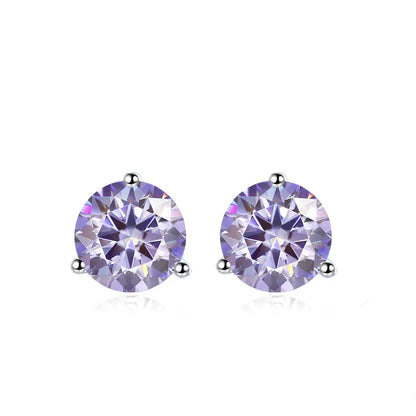 0.5ct 1ct 2ct Champange Blue Rainbow Moissanite Earrings for Women 925 Sterling Silver Lab Diamond  Women's Earring Studs