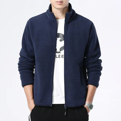 Winter fleece hiking jacket windbreaker for men Sportswear Wool lining thickened warm men's coat plus size overcoat