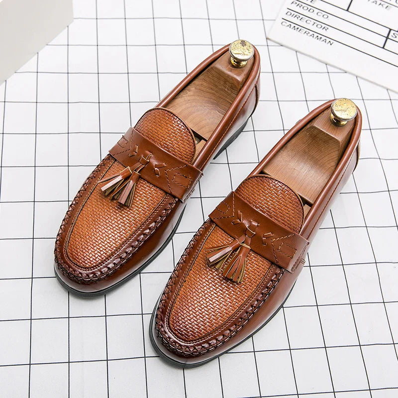 Brown Tassel Leather Shoes for Man Plus Size 38-48 Comfortable Retro Men's Loafers Elegant Casual Business Shoes Man Dress Shoes