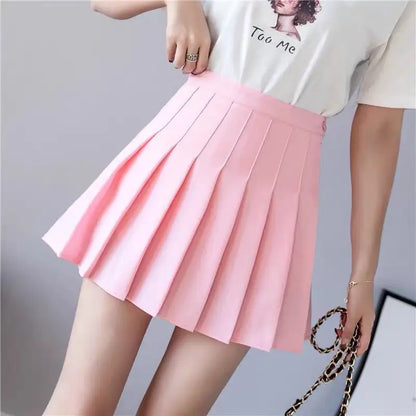 Vintage Gray Pleated Skirt Women Kawaii High Waist Mini Skirts Korean Fashion School Uniform Harajuku Streetwear Spring