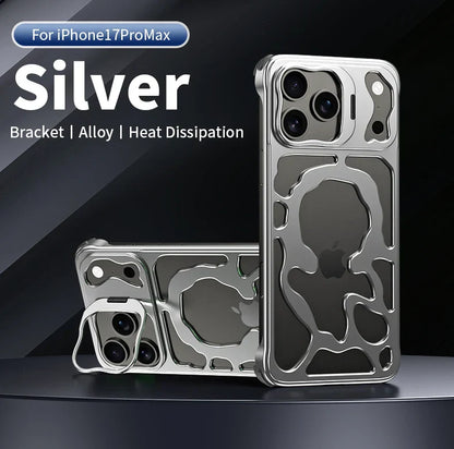 Metal Hollow Magnetic Phone Case,For IPhone 17 Pro Max iPhone Air Protective Case, Breathable And Heat Dissipating Metal Bracket
