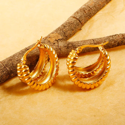 Luxury Shiny Zircon Hoop Earrings for Women Trendy Golden Stainless Steel Wed Ear Geometric Circle Earring Jewelry Pendientes