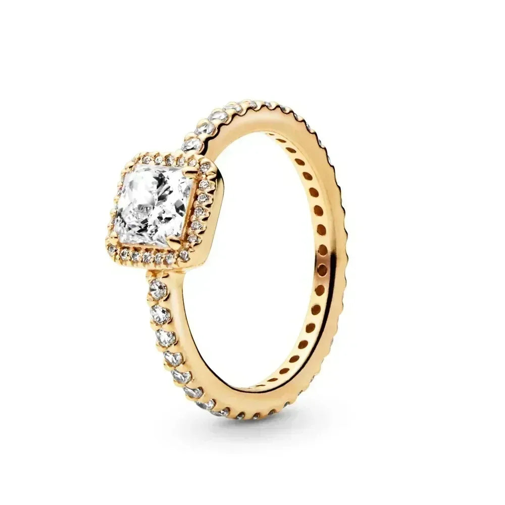 Hot selling 925 sterling silver ring, exquisite luxury, adjustable charm, square circular heart-shaped ring women's jewelry gift
