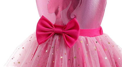 Princess Girls Rosy Movie Tutu Dress for Girl Letter B Birthday Party New Year Christmas Costumes Margot Ken Robbie