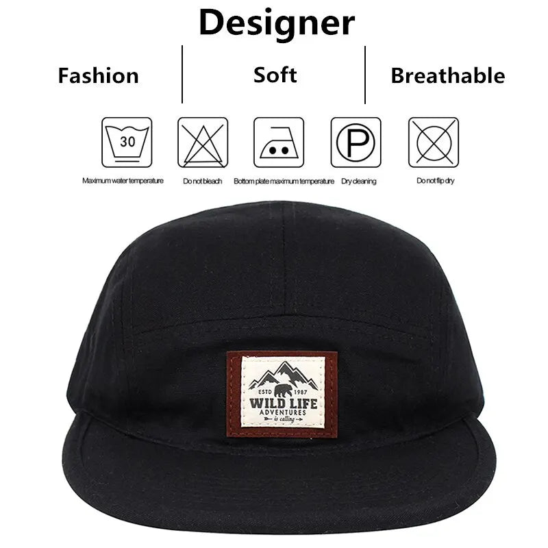 Cotton 5 Panel Baseball Cap Snapback Caps Bone Gorras Hombre Originales Hip Hop Hats For Men Women Adjustable