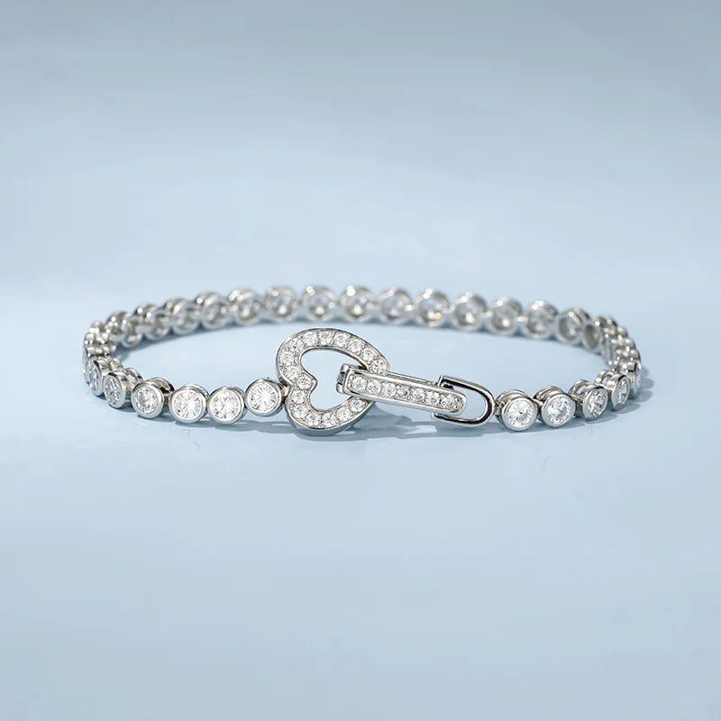 Full 3mm High Carbon Diamond Bracelet S925 Sterling Silver Sparkling Bracelet for Women Engagement Wedding Fine Jewelry