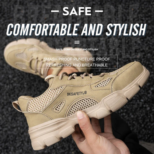 Men Safety Shoes Work Sneaker Anti-smash Non Slip Work Shoes Steel Toe Protection Shoes Lightweight Breathable Industrial Shoes