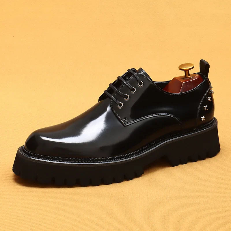 Men's Oxfords Genuine Leather Male Wedding Party Dress Shoes for Men Round Head Lace-Up Office Suit Formal Derby Shoes