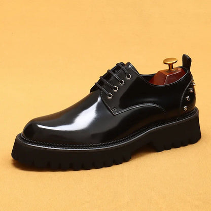 Men's Oxfords Genuine Leather Male Wedding Party Dress Shoes for Men Round Head Lace-Up Office Suit Formal Derby Shoes