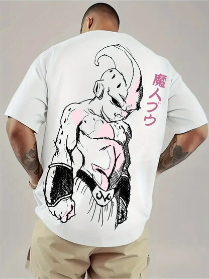Dragon Ball Hot Blood Anime GOKU Majin Buu Impressão Periférica Verão Masculino e Feminino Camisetas Algodão Soltas Manga Curta