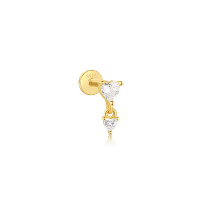 1PC 925 Sterling Silver Crown Horse Eye Zircon Heart Flat Head Cartilage Piercing Stud Earring For Women Claasic Earring