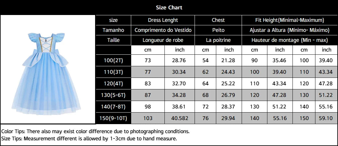 Cinderella Princess Cosplay Dress for Girl Kids Ball Gown Sequin Carnival TUTU Puff Mesh Clothing for Birthday Gift Purim Dress