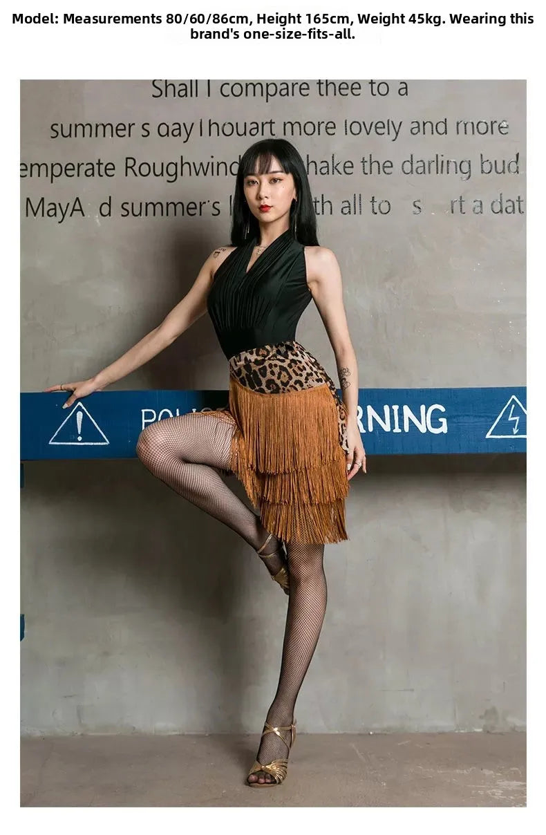 Adult Women's Latin Dance Practice Costume Skirt ter Ne Svel High Waist A-Line Long Dr Irregular Square Dance A...