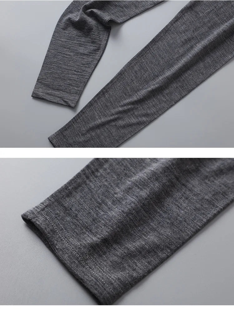 100% Merino Wool Base Layer Set Men 150G Winter Merino Wool Thermal Underwear Sets Lightweight Long Sleeve Top Bottom Pants