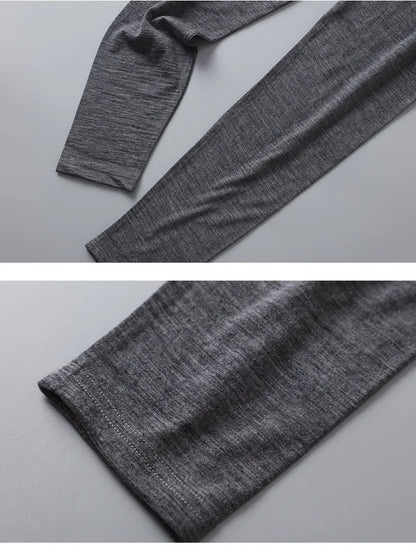 100% Merino Wool Base Layer Set Men 150G Winter Merino Wool Thermal Underwear Sets Lightweight Long Sleeve Top Bottom Pants