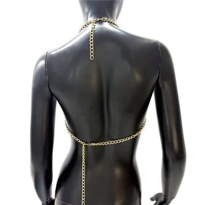 Elegant Tassel Pearl Chain Women Tank Top Body Chain Sexy Hollow Out See Through Backless Halter Neck Crop Top Party Club Camis