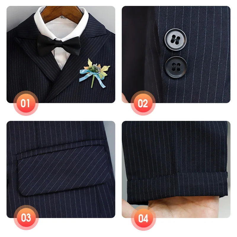Children Black Piano Suit Kids Wedding Party Photograph Suit Flower Boys Tuxedo Dress Newborn Baby 1 Year Birthday Costume