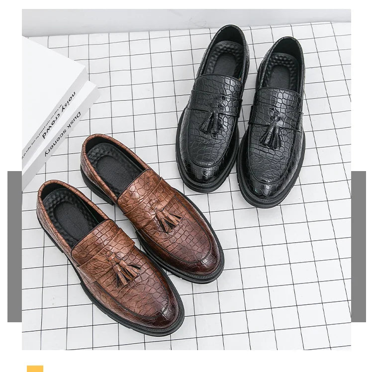 Formal Shoes For Men Fashion Casual Leather Loafers Male Slip On Business Leather Shoes Men's Dress Shoes Party Office Loafers