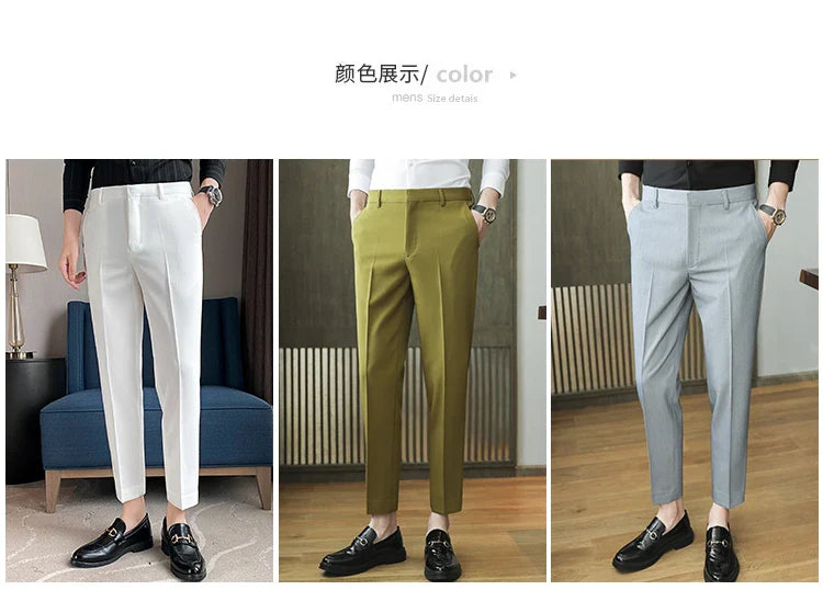 Men Solid Boutique Suits Pants Male Formal Wear Wedding Dress Trousers Quality Men British Style Business Casual Suit Pants 36
