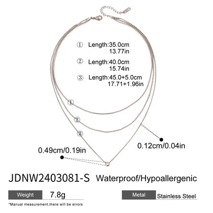Simple Jewelry 18K Gold Plated Flat Snake Chain Layer Necklace Stainless Steel Snake Rope Chain Necklace Gift