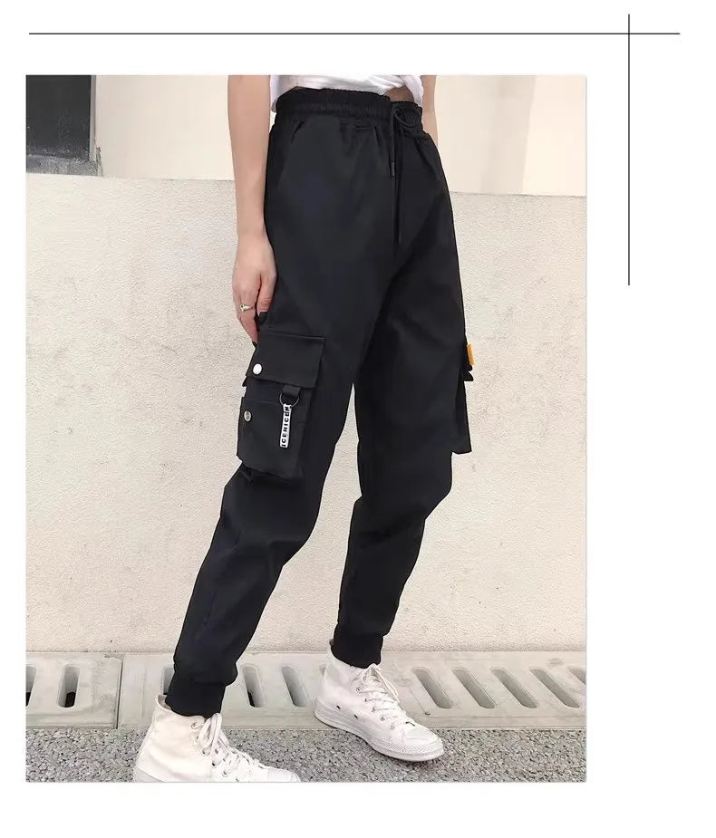 Women's cargo pants loose slim high waist pants