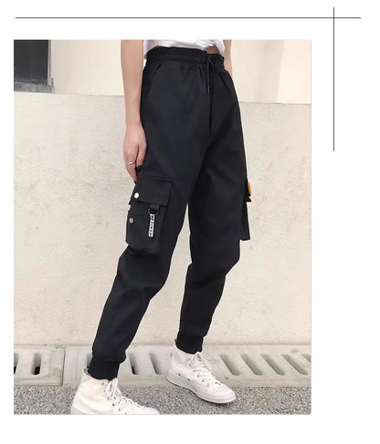 Women's cargo pants loose slim high waist pants