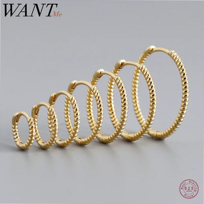 925 Sterling Silver Fashion Piercing Charm Twist Huggies Hoop Earrings for Women Rock Gothic Unisex Jewelry Ear Buckles